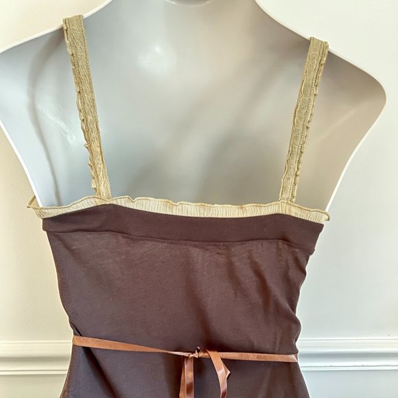 Hugo Boss Corset Tank Top Velvet Brown with Laced Stripes and Silk Detailing L - Picture 5 of 5